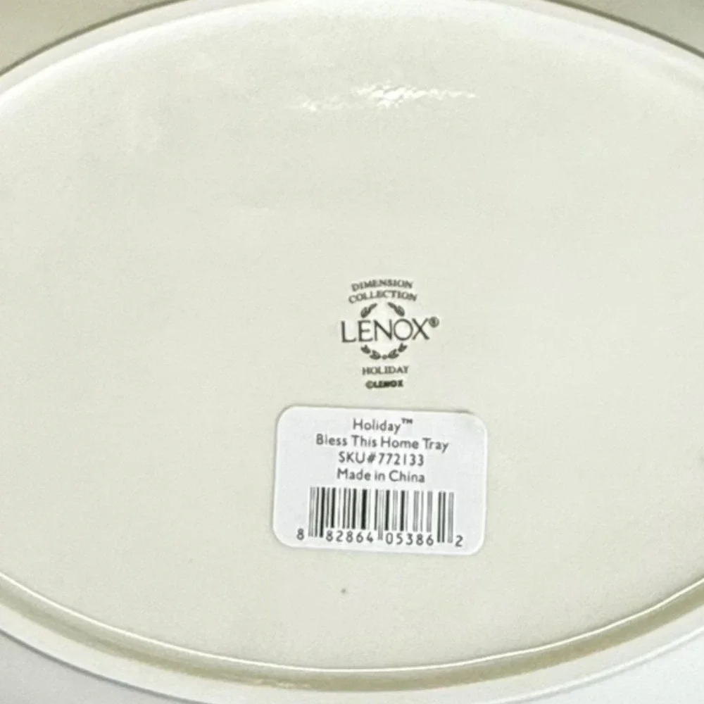 Lenox Holiday Christmas‎ Serving Tray Oval Plate Bless This Home Holly Berry Box